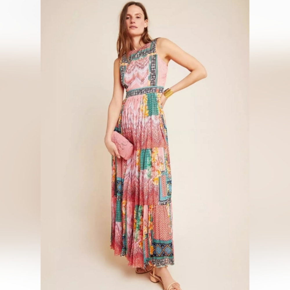 Anthropologie Bhanuni By Jyoti Alessandra Maxi Dress Boho Patchwork Floral 4
